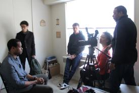 On set for the film for "In a Perfect World."